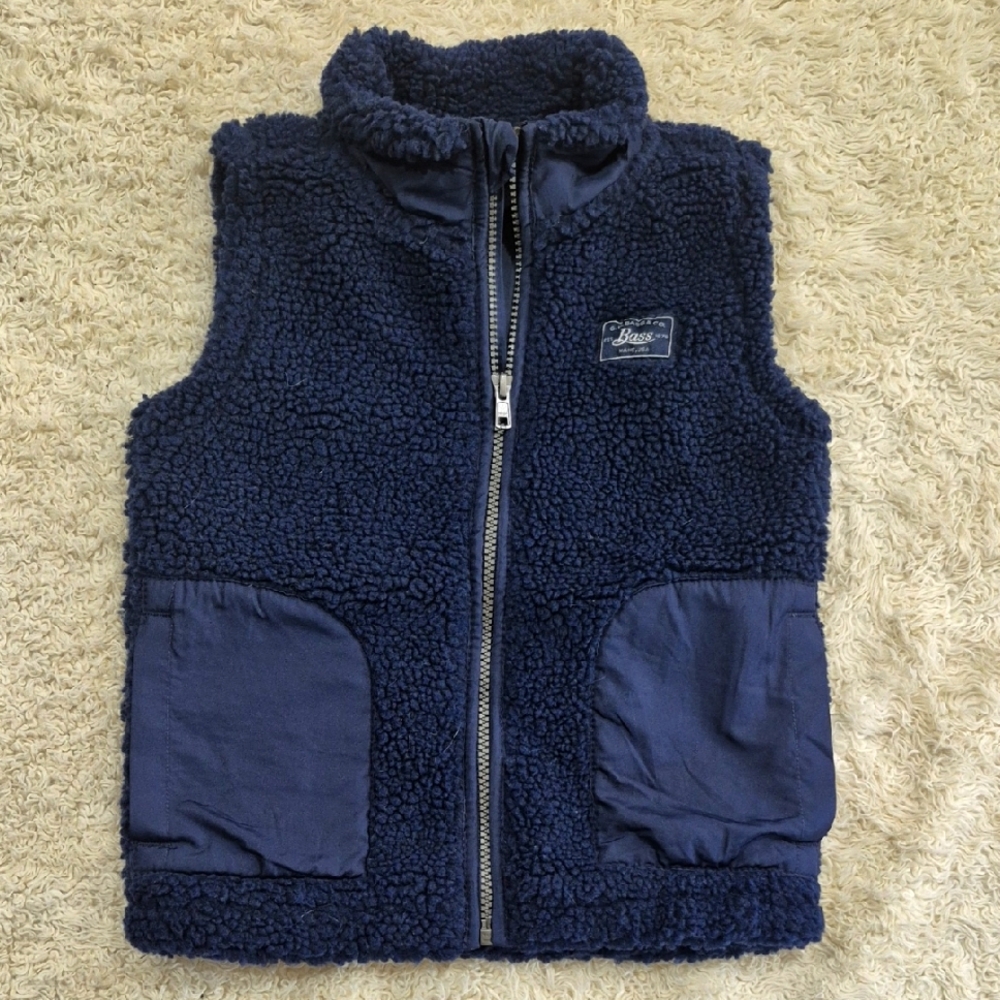 BASS sherpa Fleece vest 4T Boys/girls Navy Blue Outterwear Sleeveless Zip Jacket